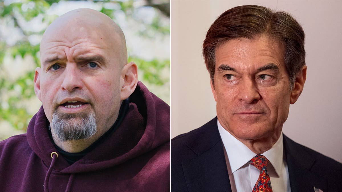 Split photo of John Fetterman on the leftt and Mehmet Oz on the right