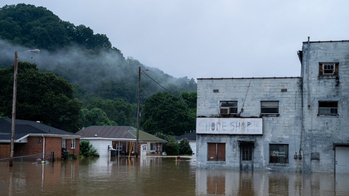 Flooded streets in Kentucky days before President Joe Biden visited the state