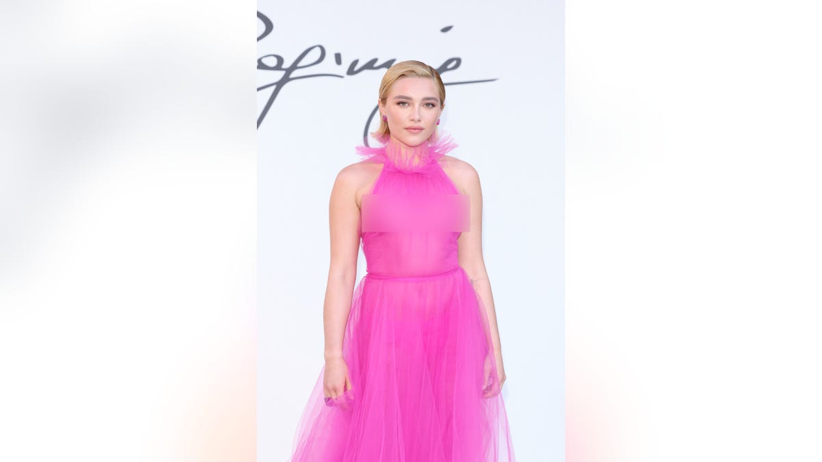 Florence Pugh Goes Bold Once Again in Sheer Lace and Floral Dress
