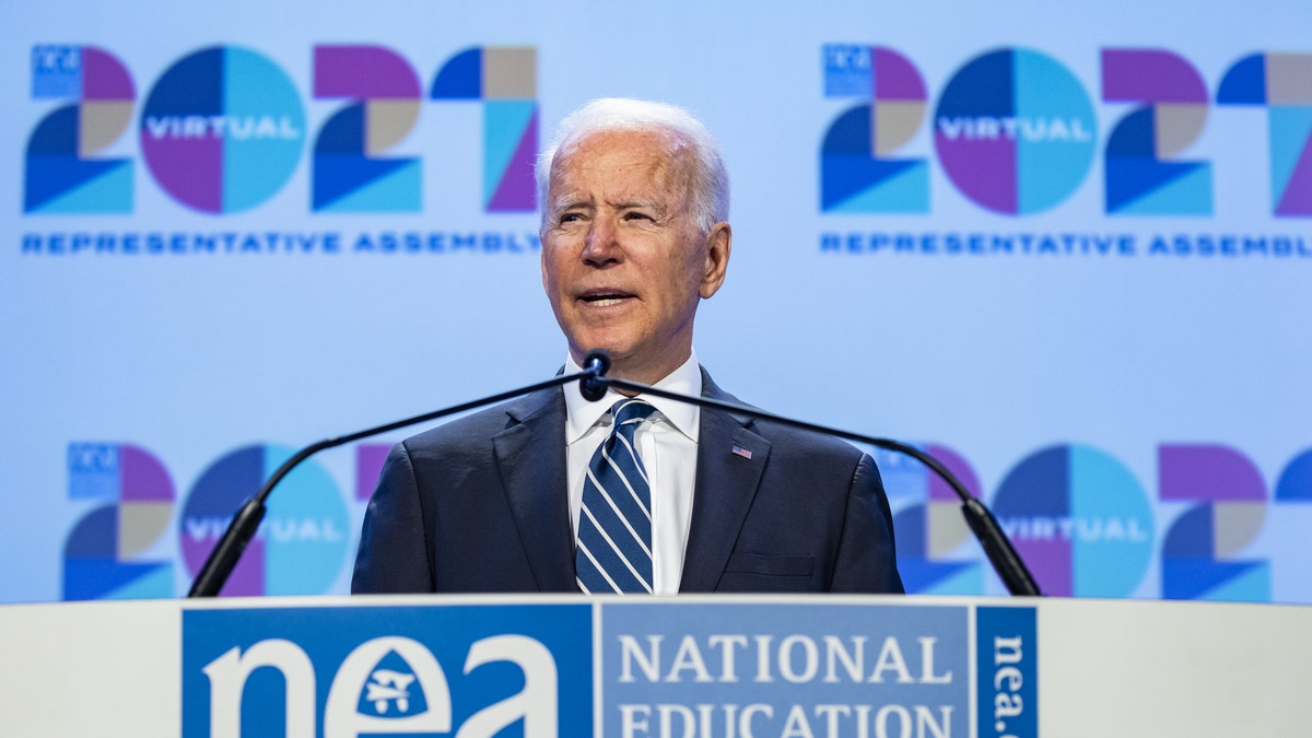 Joe Biden speaks before the National Education Association 