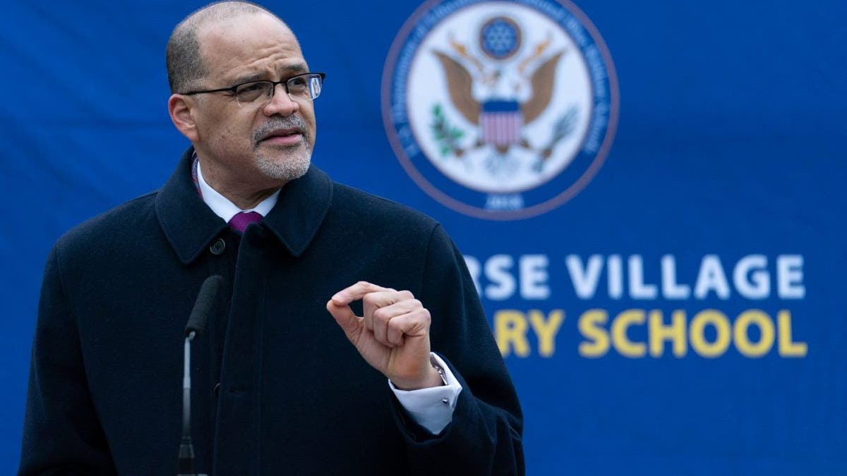 David Banks, chancellor of the New York City Department of Education, speaks during a news conference on the first day of students returning from winter recess at a public elementary school in the Bronx borough of New York, U.S., on Monday, Jan. 3, 2022.
