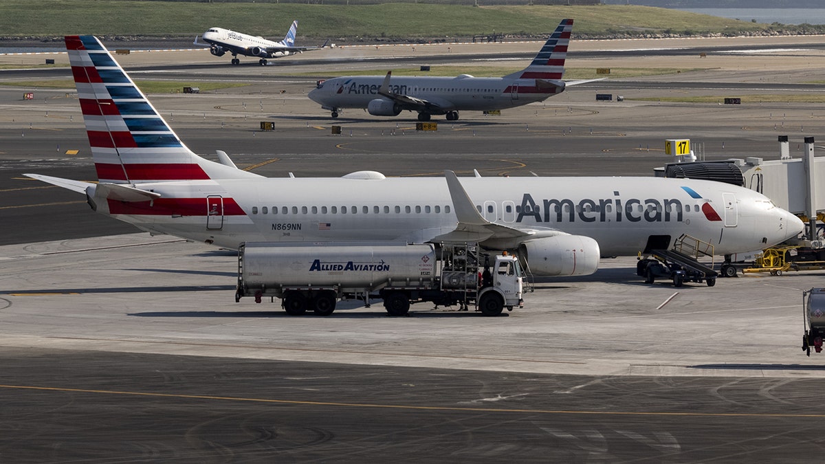 An American Airlines plane on the tarmac