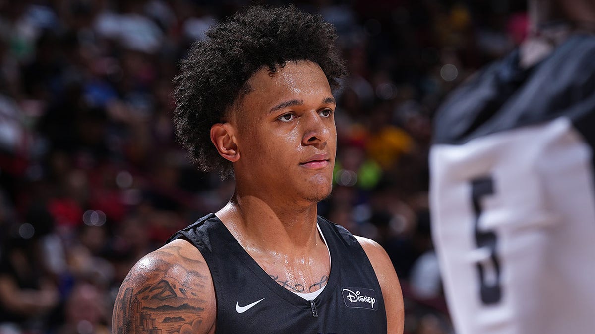 Paolo Banchero looks on during a summer league game against the Sacramento Kings