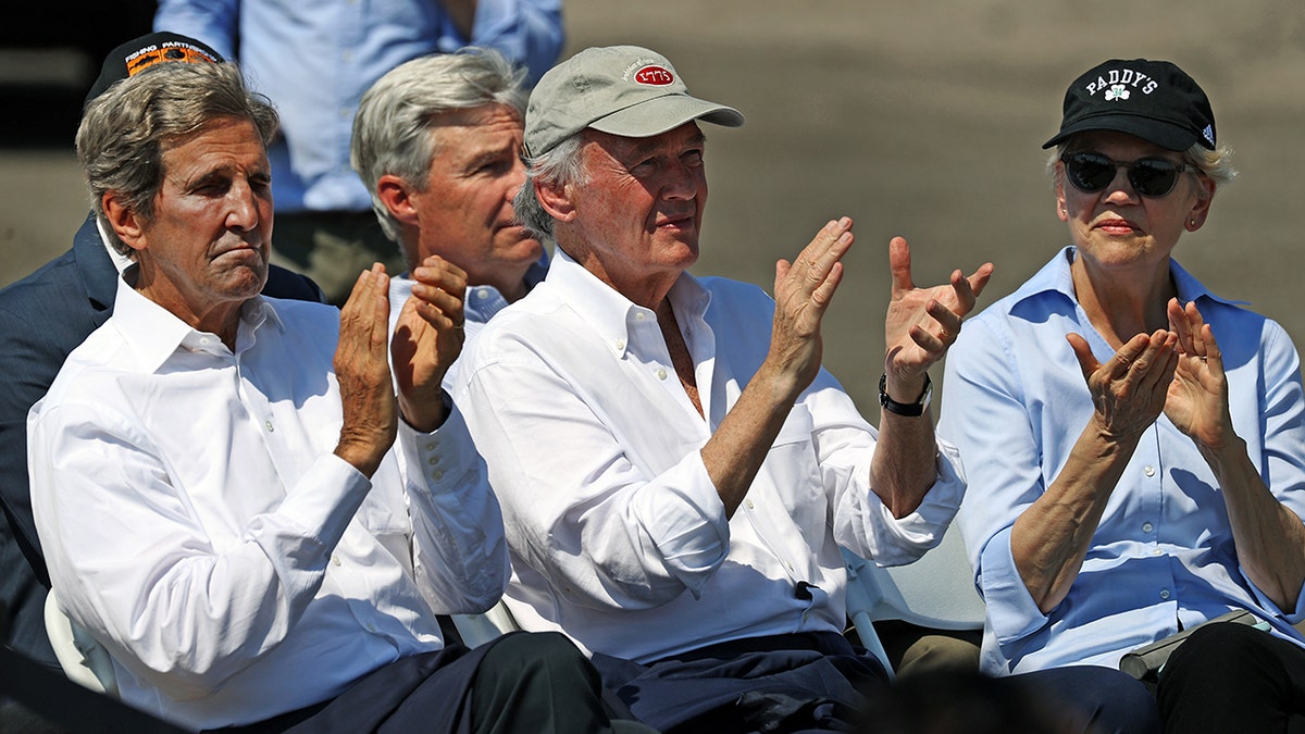 kerry, markey and warren at biden climate speech in massachusetts