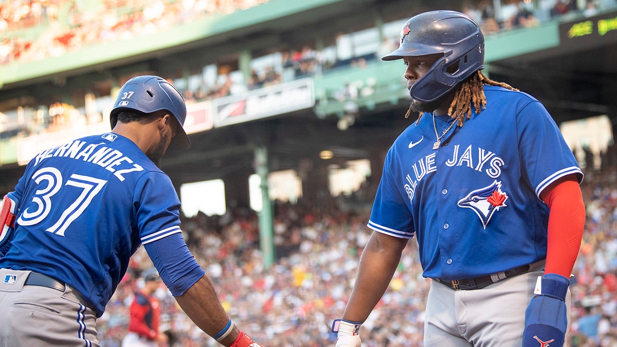 Vladimir Guerrero Jr. celebrates