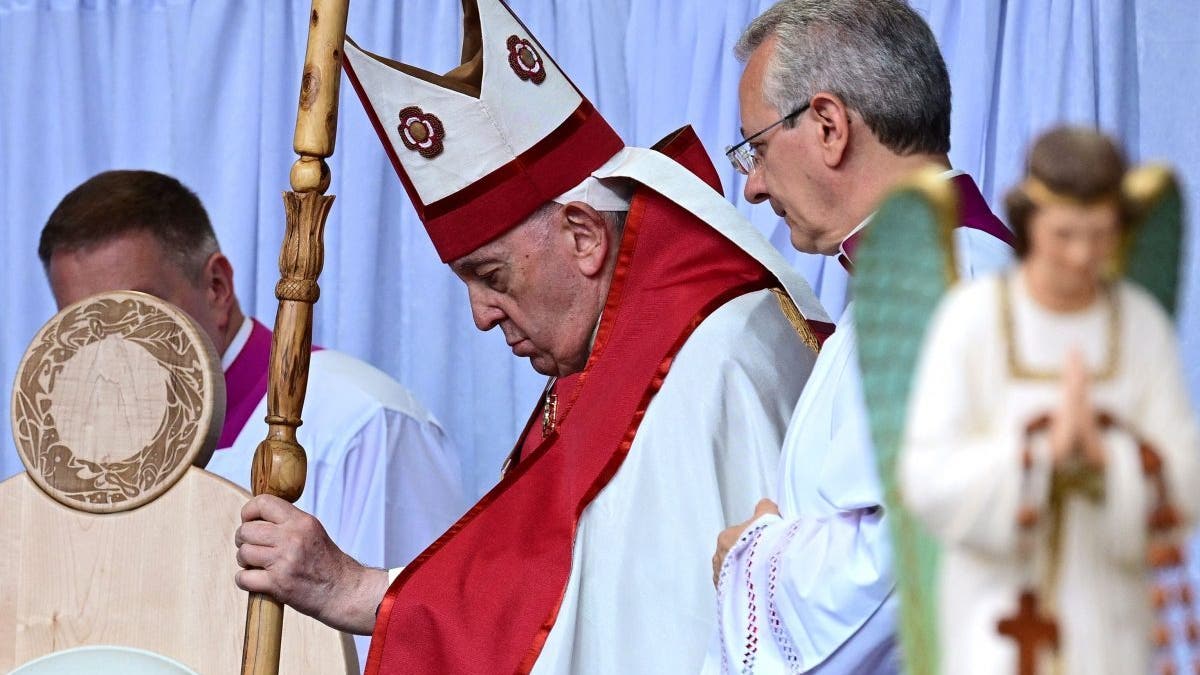 Pope Francis celebrates Mass at Commonwealth Stadium in Edmonton, Canada, on July 26, 2022. 