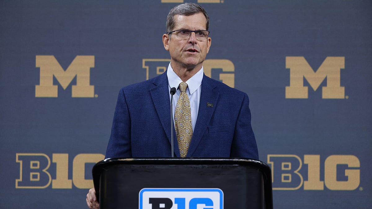 Michigan Jim Harbaugh talks at Big Ten Media Days