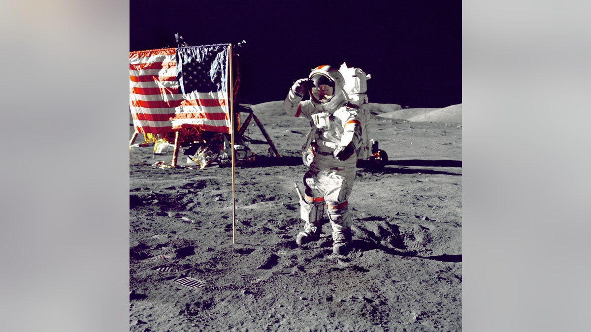 American flag on the moon