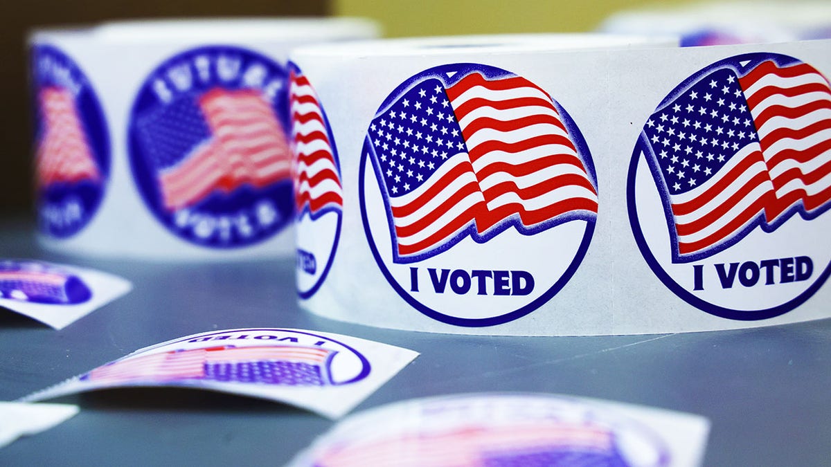 "I Voted" stickers at Virginia polling place