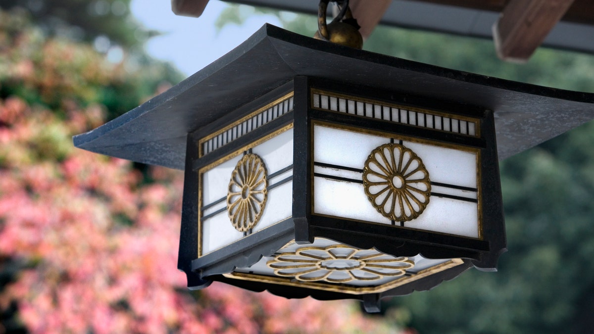 Chrysanthemum lantern at Emperor Meiji shrine in Japan