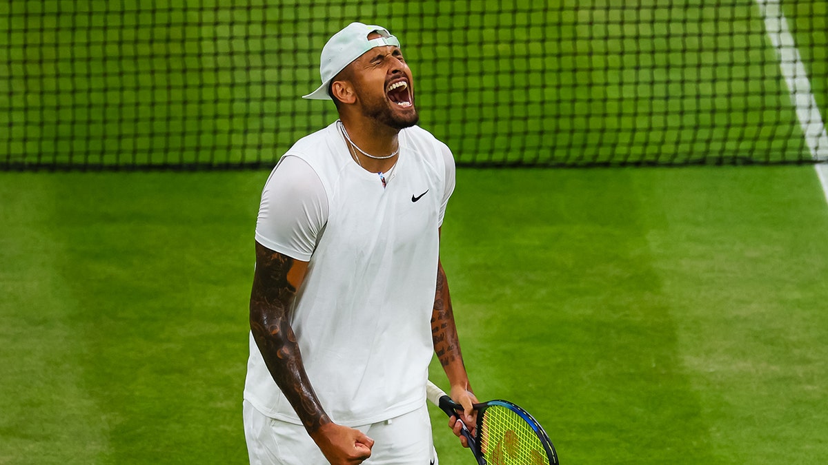 Nick Kyrgios celebrates