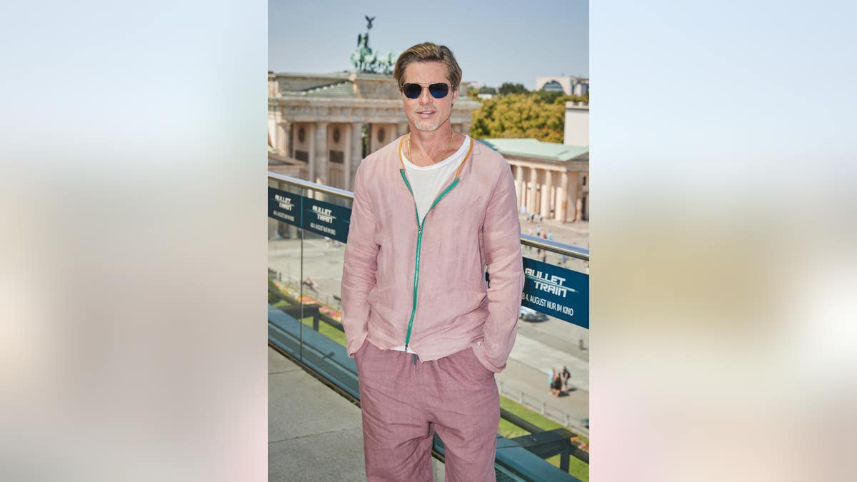 Brad Pitt looked svelte in pastels for German photo call