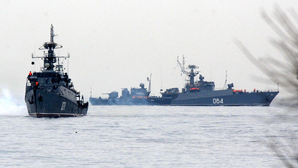 Russia Navy vessels are seen in Crimea in 2014