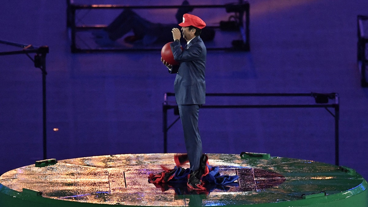 Shinzo Abe dressed as Super Mario