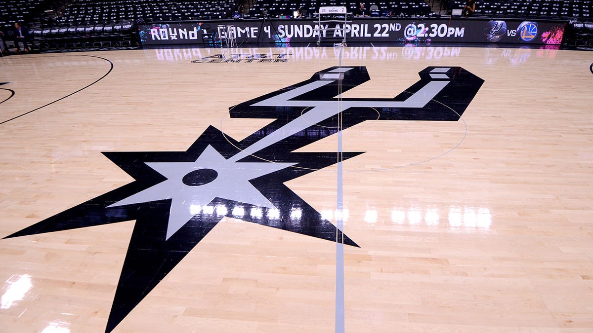 The San Antonio Spurs court logo in 2018