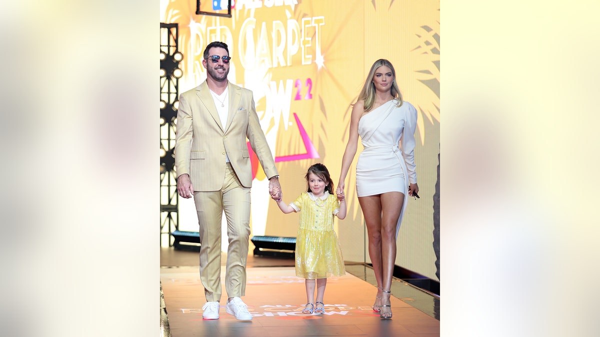 Kate Upton stuns in mini dress with husband Justin Verlander, daughter  Genevieve at MLB All-Star red carpet
