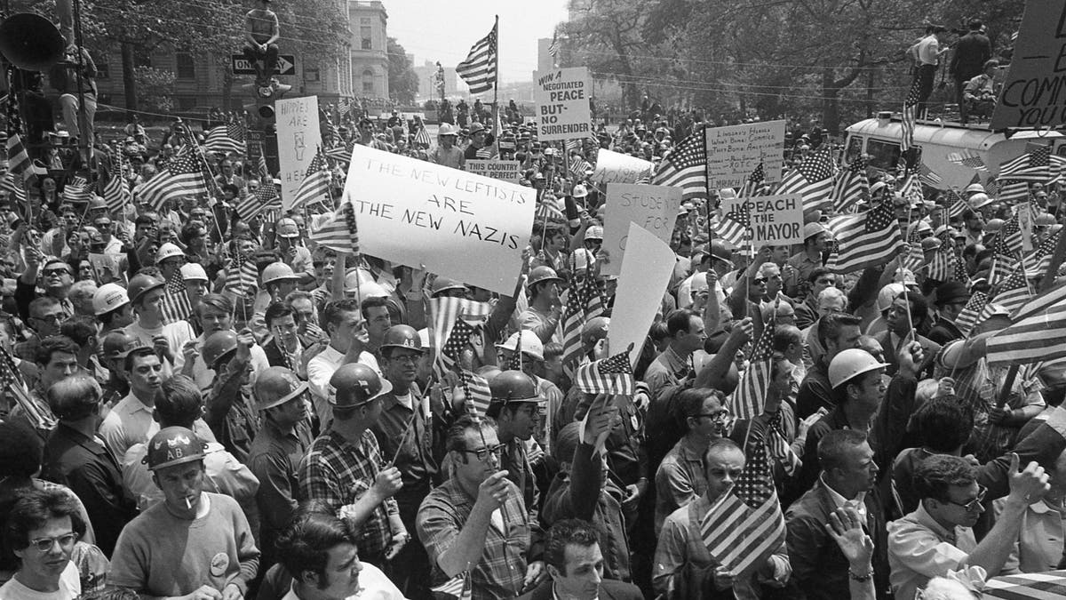 Working-class demonstrators in the Hard Hat Riot