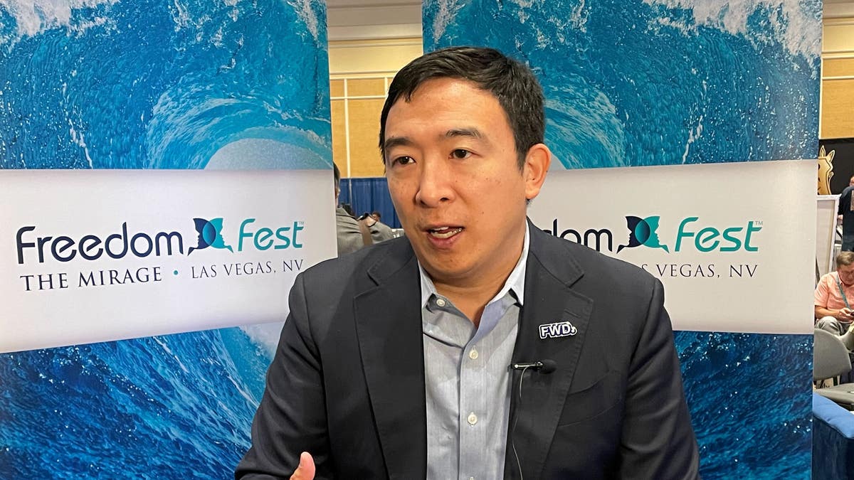 Andrew Yang sits with Fox News at FreedomFest conference