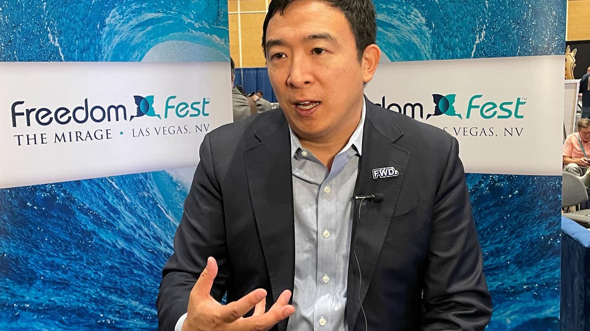 Andrew Yang sits with Fox News at FreedomFest conference