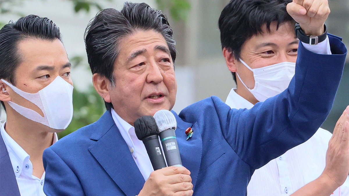 Former Japanese Prime Minister Shinzo Abe campaigns in Tokyo July 6