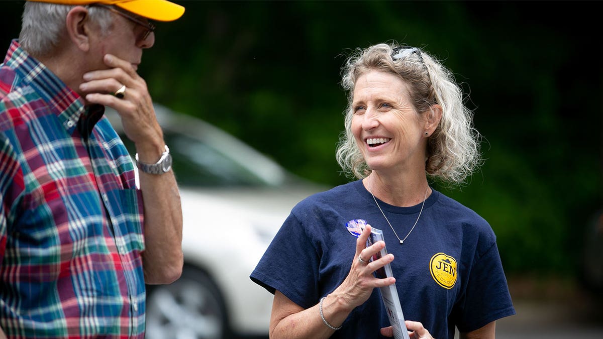 Sen. Jen Kiggans talks with voters in Virginia Beach