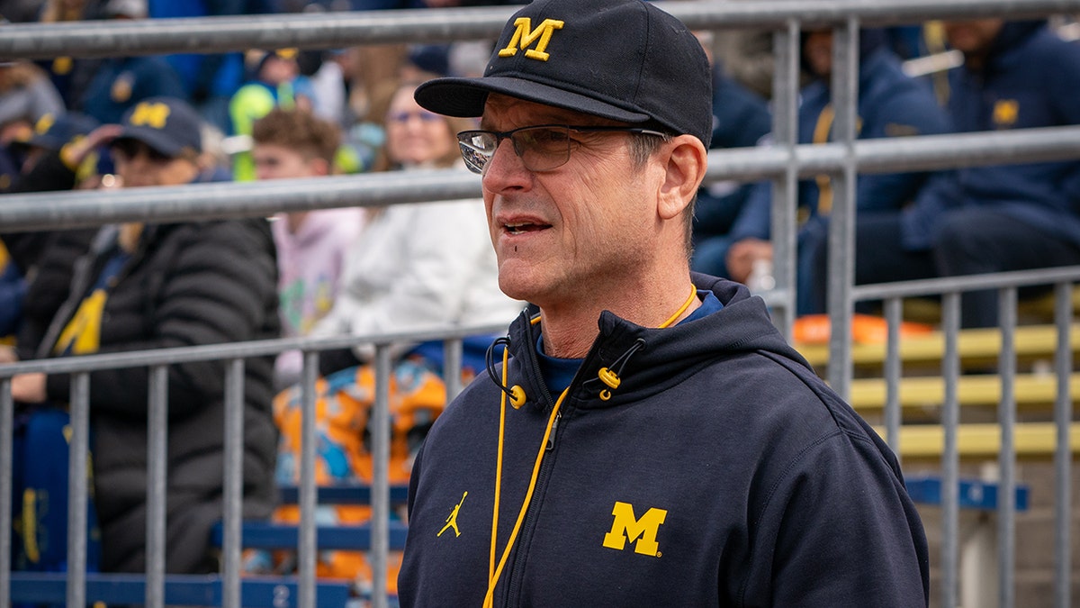 Jim Harbaugh at Michigan's spring game