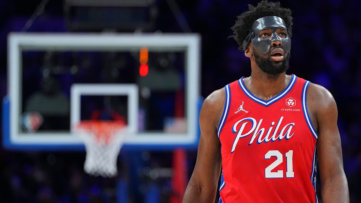 Joel Embiid during a playoff game