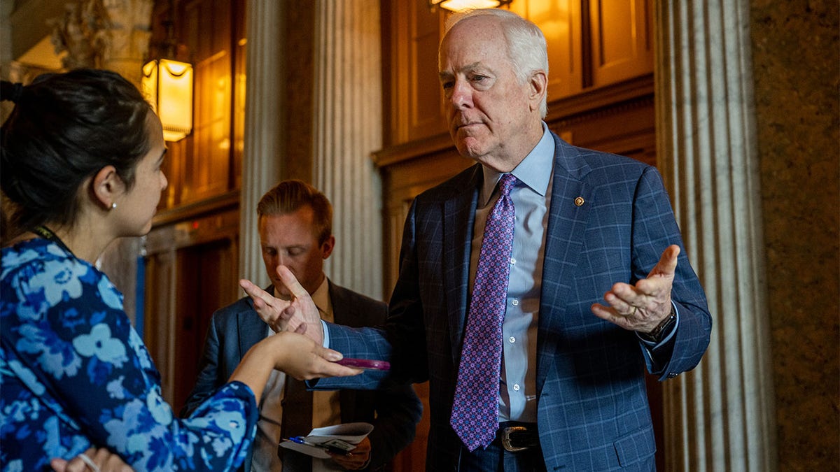 John Cornyn speaks to reporters