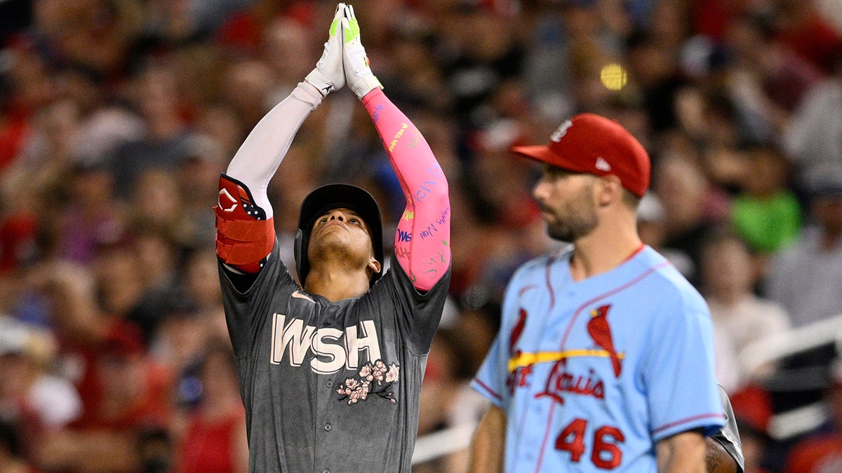 Juan Soto celebrates single