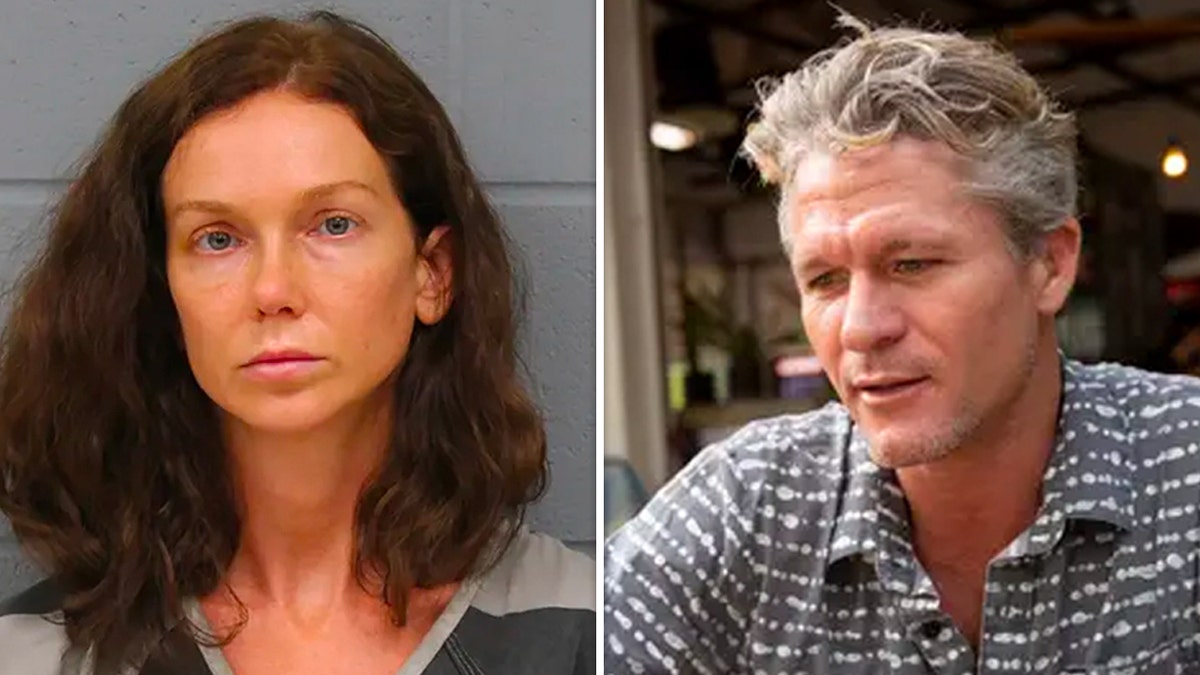 Kaitlin Armstrong frowns in a mugshot, Teal Akerson checks his phone