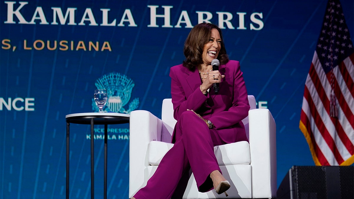 Vice President Kamala Harris gives an interview in New Orleans, Louisiana