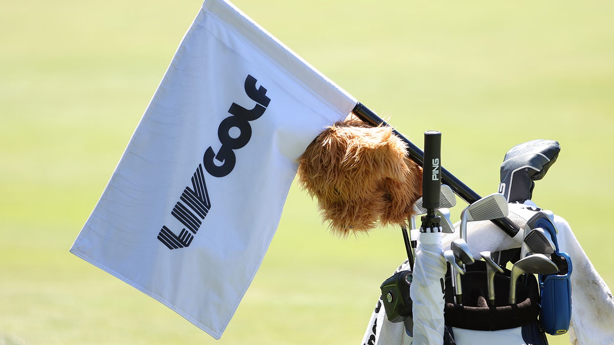 A LIV Golf flag in the wind