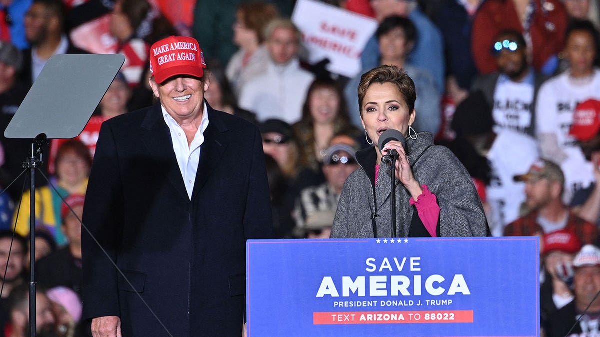 Kari Lake, GOP primary candidate for Arizona, with Donald Trump