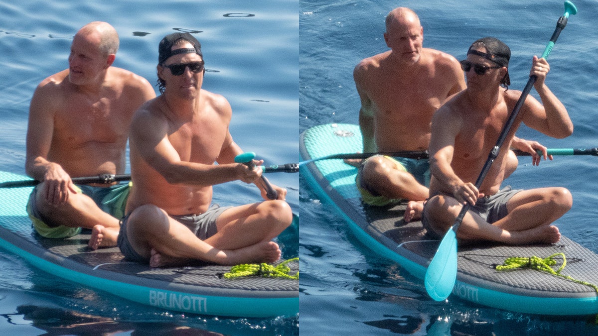 Matthew McConaughey and Woody Harrelson shared a paddleboard in the water on Croatia holiday