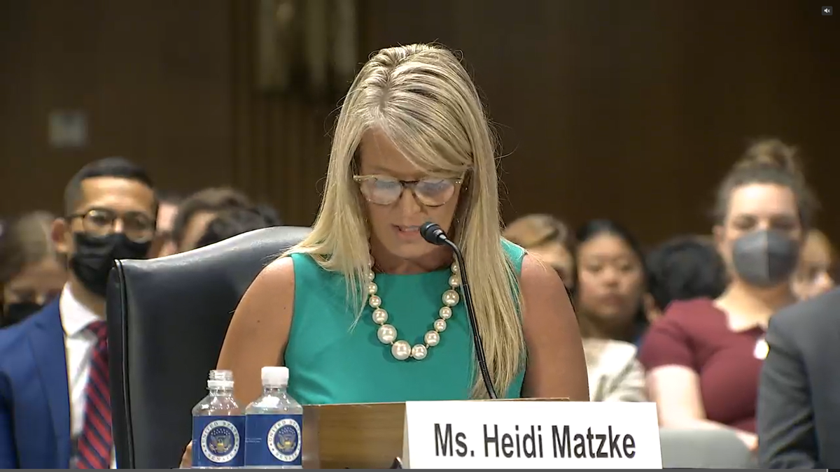 Heidi Matzke speaks at Senate Judiciary Committee hearing