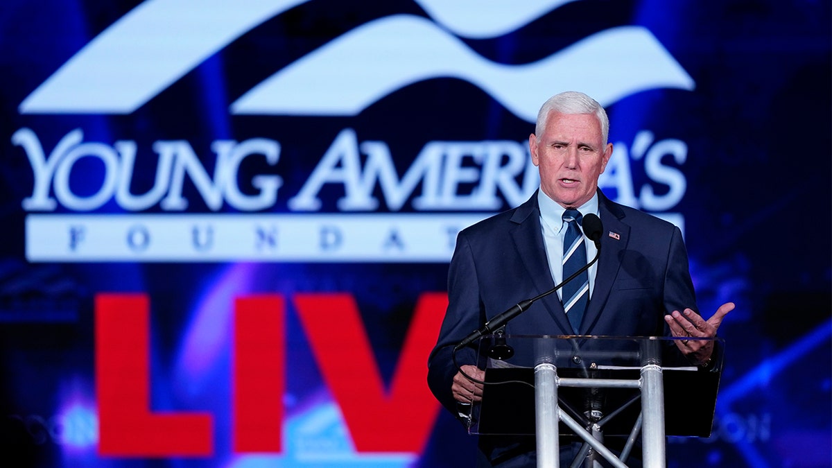 Former Vice President Mike Pence gives a speech in Washington July 26, 2022