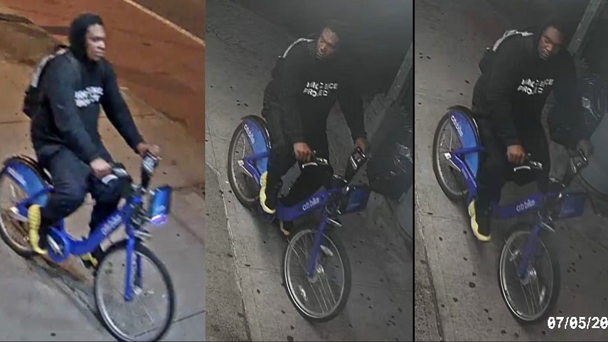 NYPD photo suspected attacker riding on bike