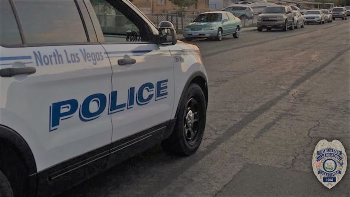 A Las Vegas police vehicle patrols the city.