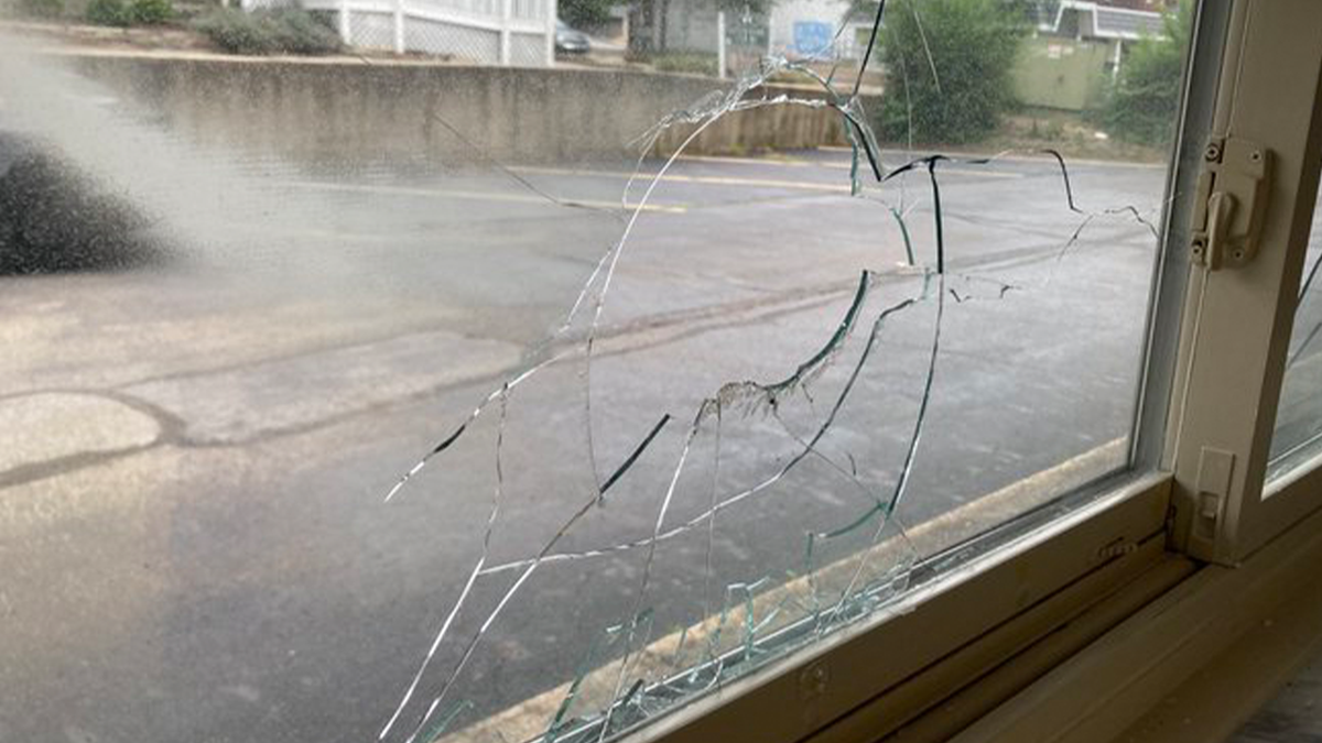 Broken window at Right to Life of Northeast Ohio