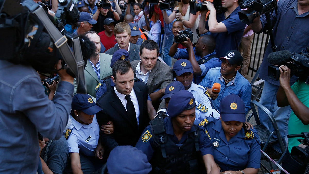 Oscar Pistorius as he leaves the courthouse