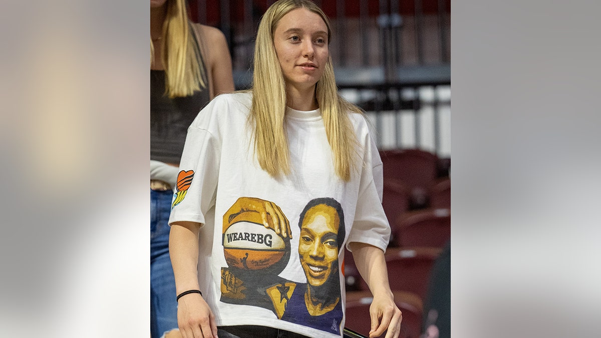 Paige Bueckers wears a Brittney Griner shirt