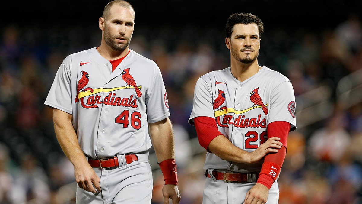 Paul Goldschmidt and Nolan Arenado walk