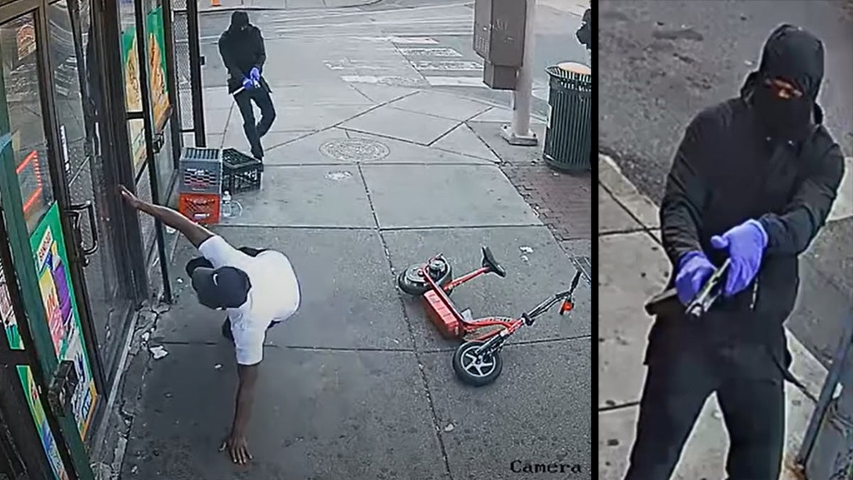 Images show ban dressed in black shooting victim on Philadelphia sidewalk