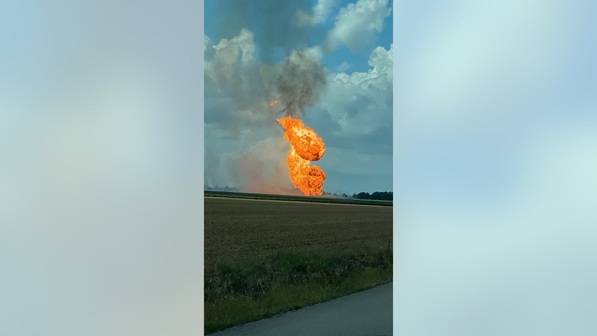 Fire from a Texas pipeline explosion