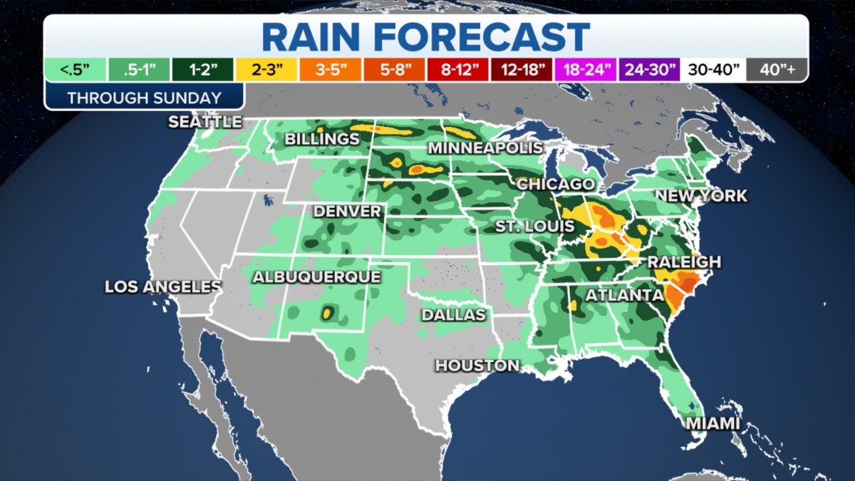 Map of U.S. potential rainfall