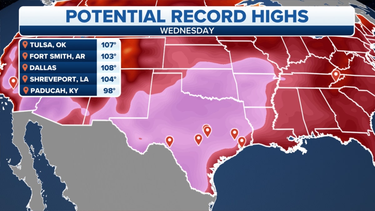 South record high temperatures