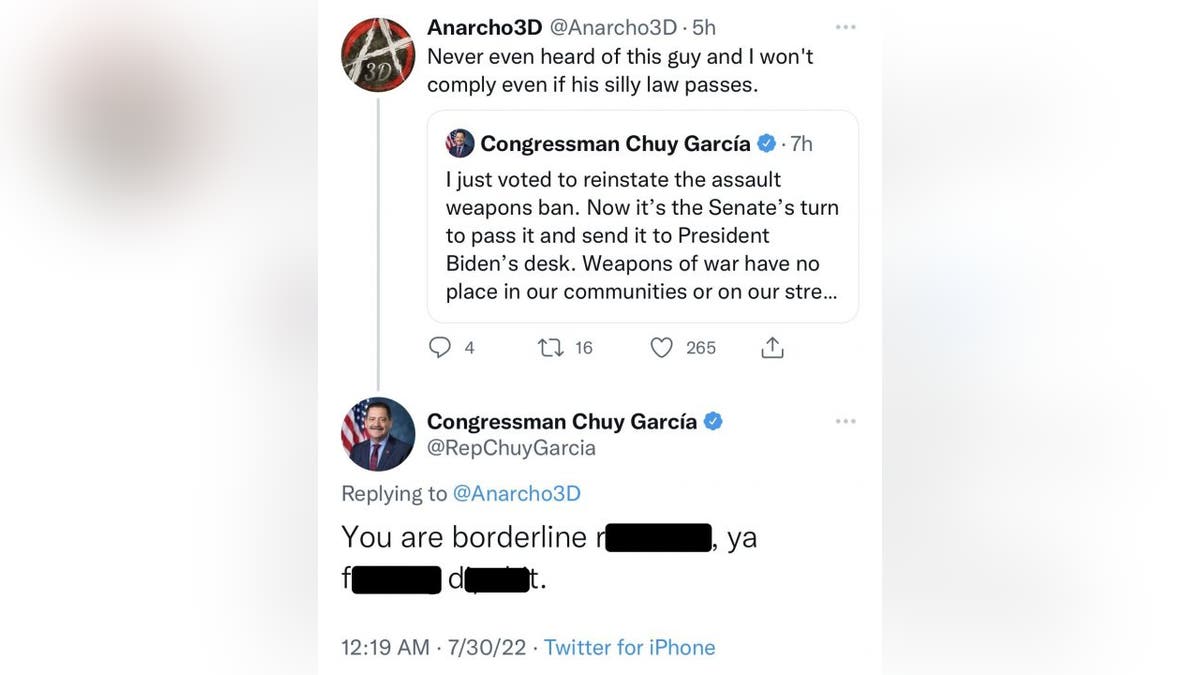 Rep. Chuy Garcia posted a profane Twitter response to a user