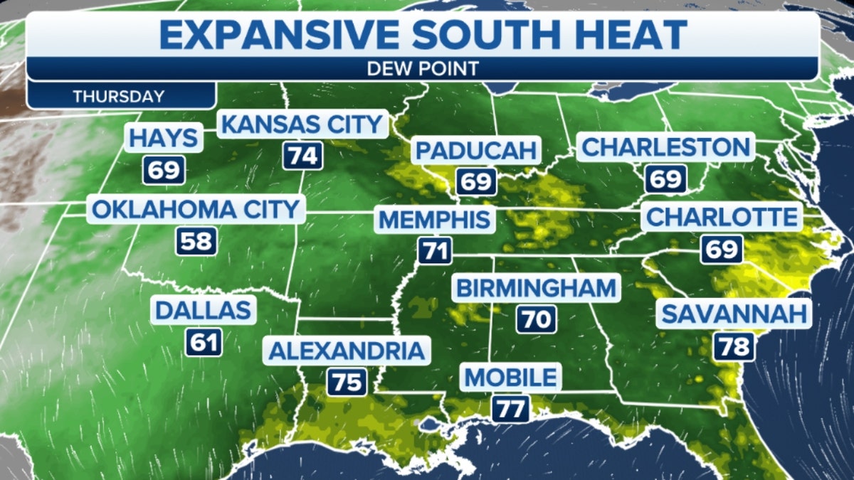 Southern heat dew points