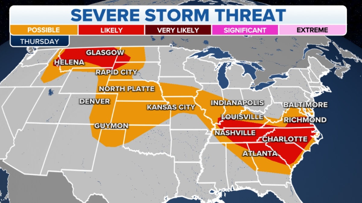 Severe storm threats in the US