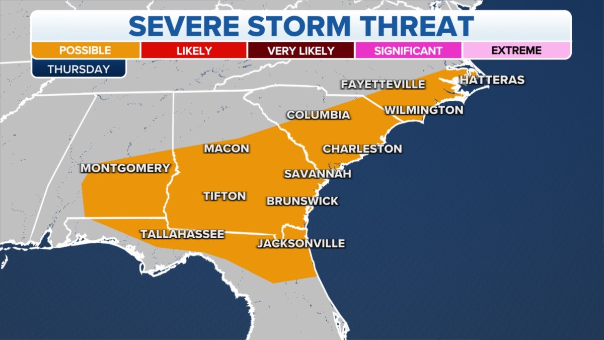 Southeast severe storm threat